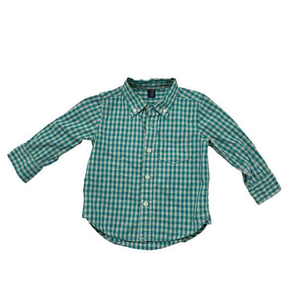 BABY GAP Plaid Button Up Shirt Lot 18-24 Months Blue Green Red Cotton Boys - Picture 4 of 9